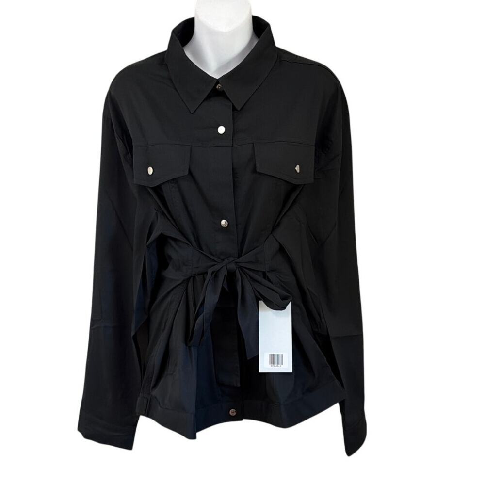 Girlfriend Collective 2019 Wendy Tie Jacket Sz Large Black Utility Shacket New